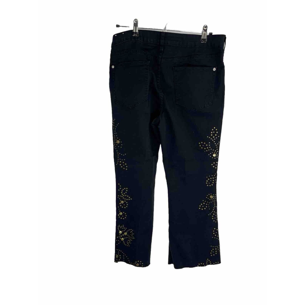 Anthropologie Pilcro Black Cropped Jeans Size 31 The Icon Raw Hem Bronze Studded - Picture 3 of 16